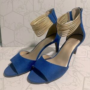 Aerosoles Glamour Girl Blue & Gold Heels Sz 10
